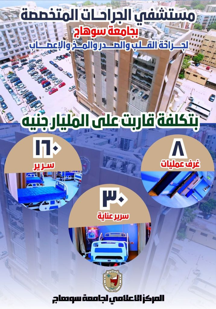 الدكتور حسان النعماني رئيس جامعة سوهاج يصرح : مستشفي الجراحات المتخصصة بجامعة سوهاج لإجراء الجراحات الكبرى والدقيقة